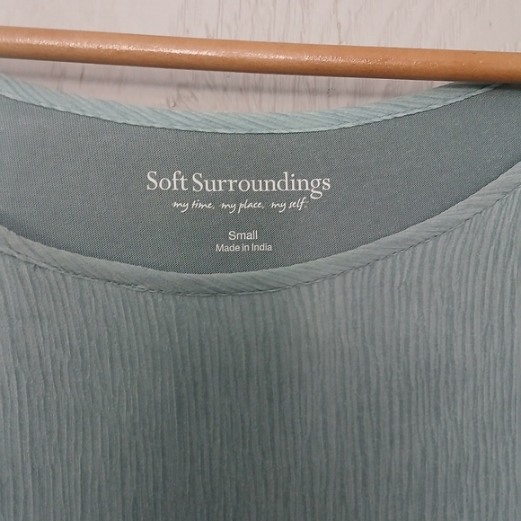 Soft Surroundings Light Blue Embroidered Embellished Silk Blouse Size S - Picture 2 of 6